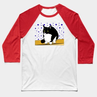 Cute Tuxedo Fatty Cat Nelson On a Ledge Copyright TeAnne Baseball T-Shirt